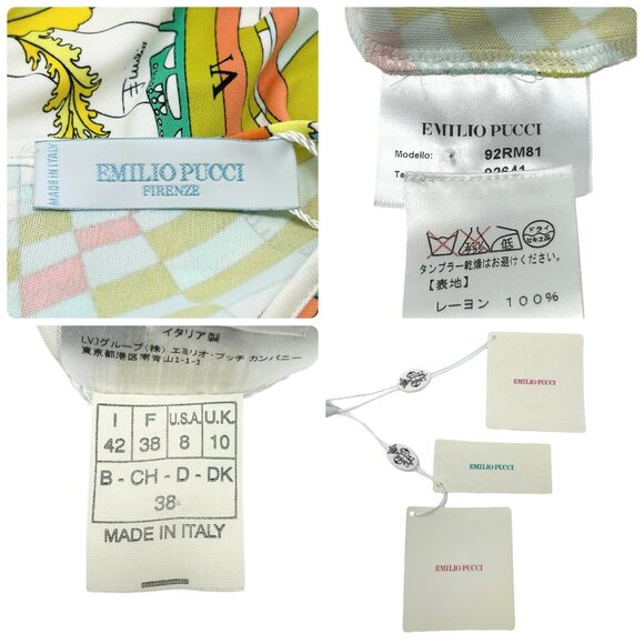 EMILIO PUCCI Logo Poncho Top #38 Button Multicolor Rayon Short Sleeve [105815] - Picture 10 of 10